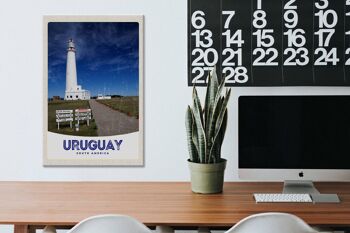 Panneau en bois voyage 20x30cm Uruguay Amérique USA phare 3