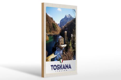 Holzschild Reise 20x30cm Toskana Italien Architektur Berge