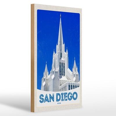 Cartel de madera viaje 20x30cm San Diego USA America arquitectura