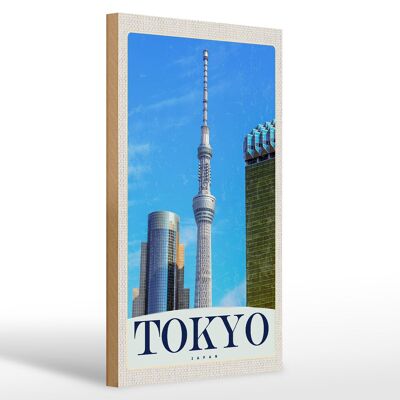 Cartello in legno da viaggio 20x30 cm Tokyo City Highrise Asia