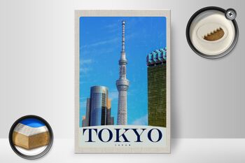 Panneau en bois voyage 20x30cm Gratte-ciel de la ville de Tokyo Asie 2