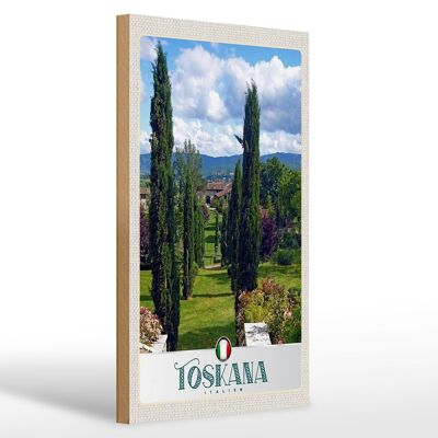 Cartel de madera viaje 20x30cm Toscana Italia prado natural