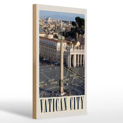 Cartel de madera viaje 20x30cm Plaza Ciudad del Vaticano Iglesia Vacaciones