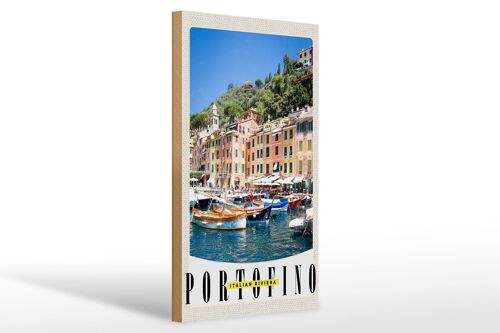 Holzschild Reise 20x30cm Portofino Italien Riviera Meer