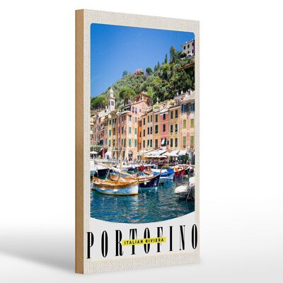 Holzschild Reise 20x30cm Portofino Italien Riviera Meer