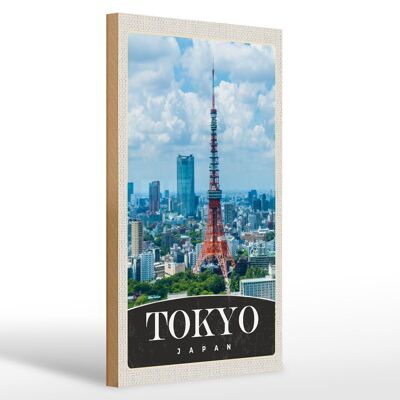Cartel de madera viaje 20x30cm Tokio ciudad Japón Asia ciudad