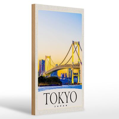 Cartel de madera viaje 20x30cm Tokio Asia Japón puente cartel de gran altura