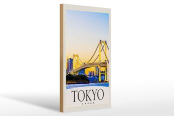 Panneau en bois voyage 20x30cm, pont Tokyo asie japon, panneau de grande hauteur 1