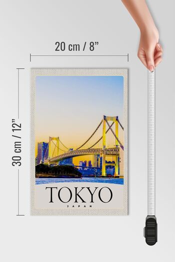 Panneau en bois voyage 20x30cm, pont Tokyo asie japon, panneau de grande hauteur 4