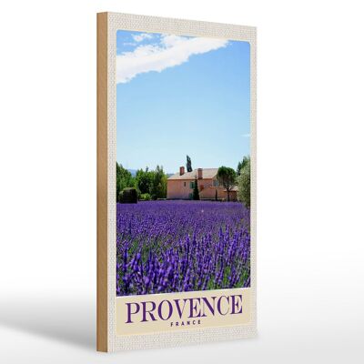 Cartel de madera viaje 20x30cm Provenza Francia casa natural violeta