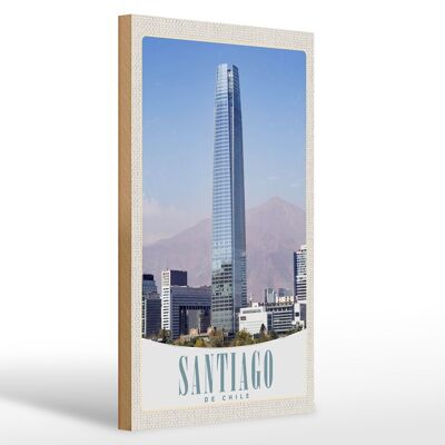 Holzschild Reise 20x30cm Santiago de Chile Amerika Hochhaus