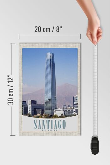 Panneau en bois voyage 20x30cm Santiago du Chili Amérique gratte-ciel 4