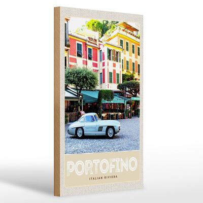 Cartello da viaggio in legno 20x30 cm Portofino Italia Riviera Centro Storico