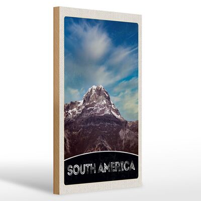 Panneau en bois voyage 20x30cm Amérique du Sud montagnes nature neige
