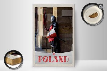 Panneau en bois voyage 20x30cm, drapeau épée de chevalier pologne Europe 2