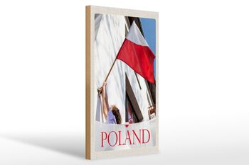 Panneau en bois voyage 20x30cm Pologne Europe drapeau maison vacances 1
