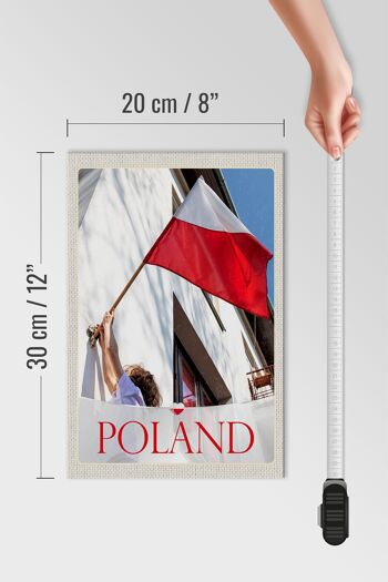 Panneau en bois voyage 20x30cm Pologne Europe drapeau maison vacances 4