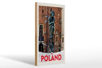 Panneau en bois voyage 20x30cm Pologne Europe sculpture vieille ville 1