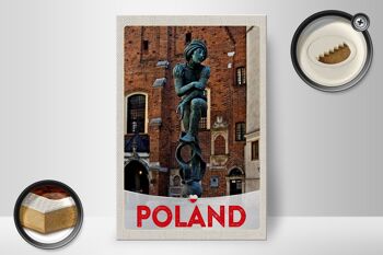 Panneau en bois voyage 20x30cm Pologne Europe sculpture vieille ville 2