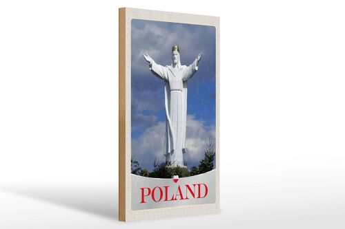 Holzschild Reise 20x30cm Polen Europa weiße Skulptur Urlaub