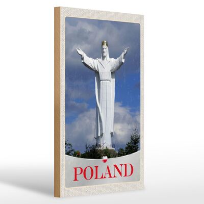 Cartel de madera viaje 20x30cm Polonia Europa escultura blanca vacaciones