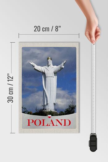 Panneau en bois voyage 20x30cm Pologne Europe sculpture blanche vacances 4