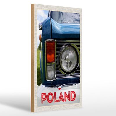 Holzschild Reise 20x30cm Polen Europa Oldtimer Auto 90er