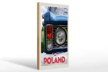 Panneau en bois voyage 20x30cm Pologne Europe voiture vintage années 90 1
