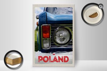 Panneau en bois voyage 20x30cm Pologne Europe voiture vintage années 90 2