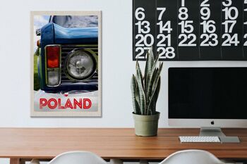 Panneau en bois voyage 20x30cm Pologne Europe voiture vintage années 90 3