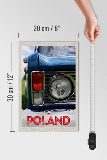 Panneau en bois voyage 20x30cm Pologne Europe voiture vintage années 90 4