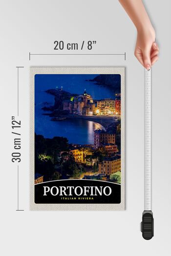 Panneau en bois voyage 20x30cm Portofino Italie Riviera soirée 4