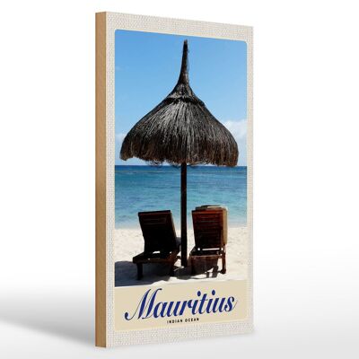 Cartello in legno da viaggio 20x30 cm Lettino Mauritius Oceano Indiano