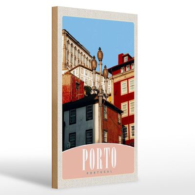 Cartel de madera viaje 20x30cm Porto Portugal Europa casa de la ciudad