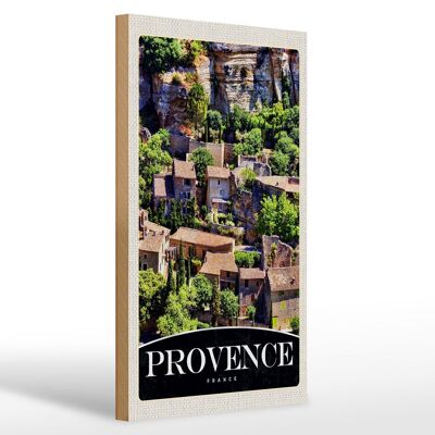 Cartello in legno da viaggio 20x30 cm Provenza Francia edificio naturale