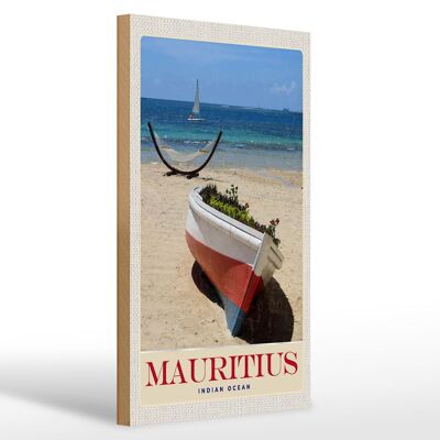 Cartello in legno da viaggio 20x30 cm Barca Mauritius Oceano Indiano