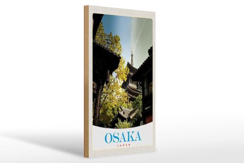 Holzschild Reise 20x30cm Osaka Japan Asien Häuser Stadt