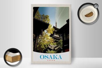Panneau en bois voyage 20x30cm Osaka Japon Asie maisons ville 2