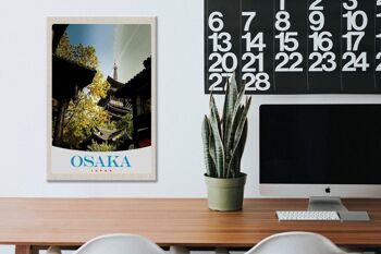 Panneau en bois voyage 20x30cm Osaka Japon Asie maisons ville 3