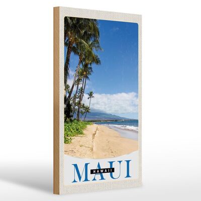 Holzschild Reise 20x30cm Maui Hawaii Insel Strand Wellen