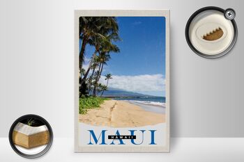 Panneau en bois voyage 20x30cm vagues de plage de l'île Maui Hawaii 2