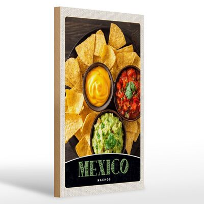 Panneau en bois voyage 20x30cm Mexique Nachos Fromage plats épicés