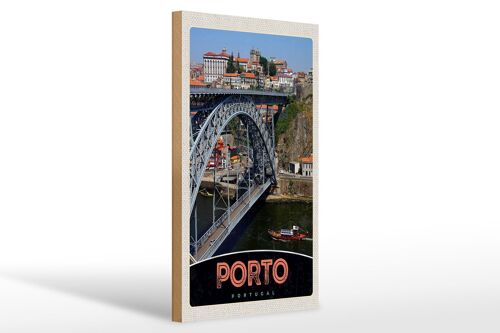 Holzschild Reise 20x30cm Porto Portugal Europa Brücke