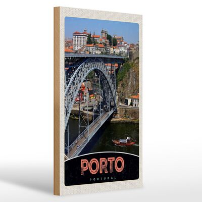 Holzschild Reise 20x30cm Porto Portugal Europa Brücke