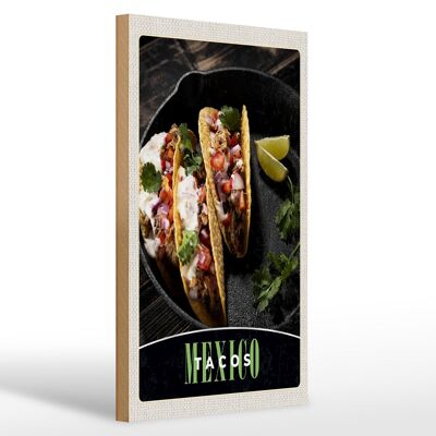 Cartel de madera viaje 20x30cm Mexico USA America Tacos platos