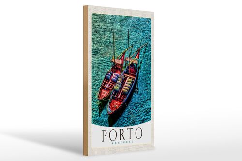 Holzschild Reise 20x30cm Porto Portugal Europa Boote Meer