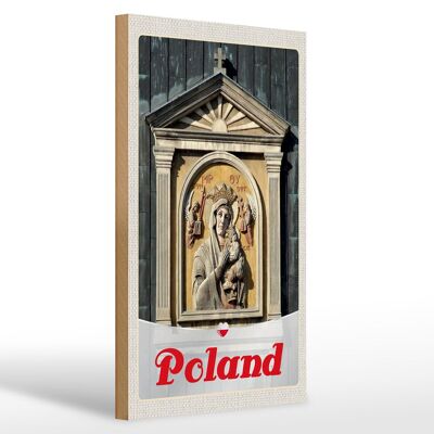 Cartel de madera viaje 20x30cm Polonia Europa arquitectura vacaciones