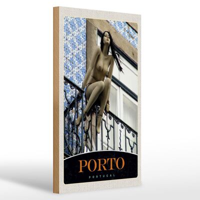Cartel de madera viaje 20x30cm Porto Portugal escultura vacaciones