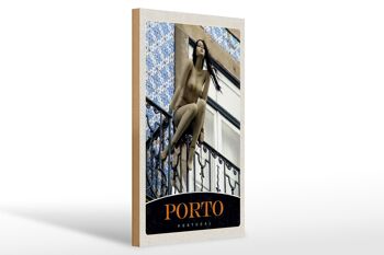 Panneau en bois voyage 20x30cm Porto Portugal sculpture vacances 1