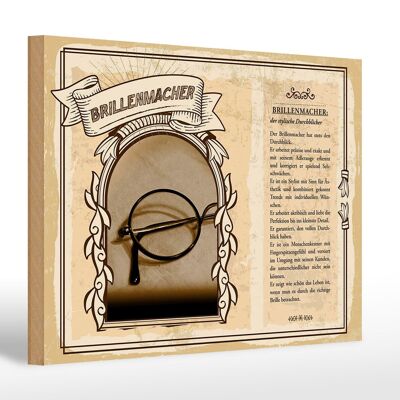 Cartello in legno professioni 30x20 cm occhiali prospettiva elegante